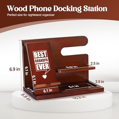 Grandpa Gifts, Fathers Day Grandpa Gifts, Wood Phone Docking Station, Fathers Day Birthday Christmas Stocking Stuffers from Grandkids, Nightstand Organizer