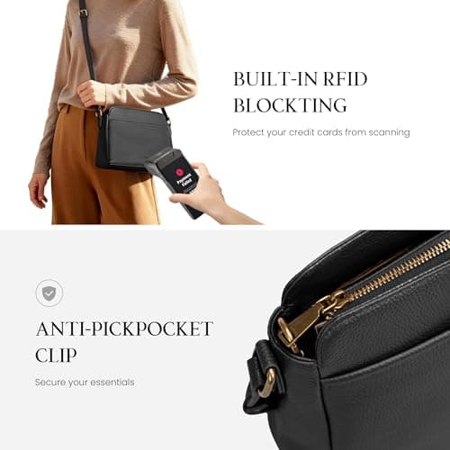 befen Anti-theft Crossbody Bag for Women Geniune Leather, Small Cross Body Shoulder Handbags with RFID Card Slots