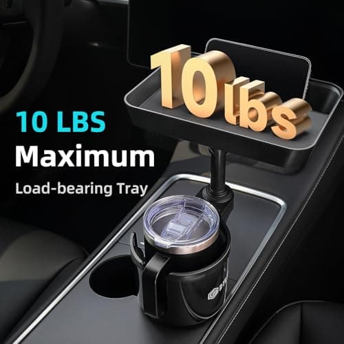 Cup Holder Expander Adapter for Car, Road Trip Essentials, Car Accessories Fits Owala, Yeti, Large Bottles 16-46 oz DYLEN Car Cup Holder Tray, 9.5”Detachable Car Food Tray Table for Eating B0DGSZDNCJ