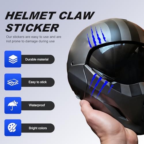 Motorcycle Helmet Stickers, Cool DIY Monster Claw Scratched Stickers, Striped Vinyl Waterproof & Scratch-resistant Decals, Used for Decorating Helmets, Vehicles, Laptops, Walls (Blue)