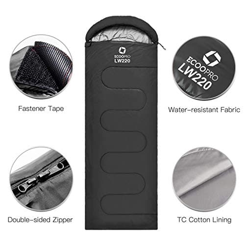 ECOOPRO Warm Weather Sleeping Bag - Portable, Waterproof, Compact Lightweight, Comfort with Compression Sack - Great for Outdoor Camping, Backpacking & Hiking-83 L x 30" W Fits Adults