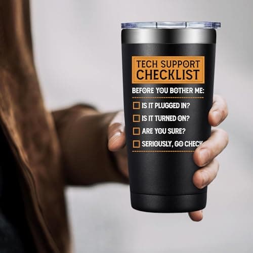 Tech Gifts for Men - Tech Support Checklist - Technical Gifts for Dad, Technician, Programmer, Techs Lover - 20oz Tumbler