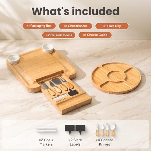 SMIRLY Charcuterie Board Set - Large Bamboo Cheese Board for Serving - House Warming Gifts New Home, Wedding & Bridal Shower Gift, Birthday Gift for Women