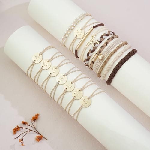 Hair Ties | Initial | Christmas Birthday Gifts for Women Girls Teen Girls | Stocking Stuffers | Hair Accessories | Letter M Teen Girl Gifts Trendy Stuff - 10 Pcs Hair Ties Bracelets, Gifts B0GL5L7B8H