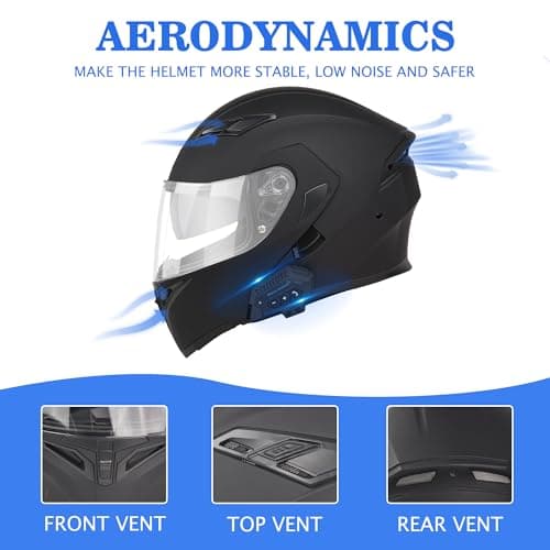 Bluetooth Motorcycle Helmet,Modular Motorcycle Helmet with Bluetooth,DOT Approved Dual Visor Full Face Flip up Bluetooth Integrated Motorcycle Helmets for Adults Men Women