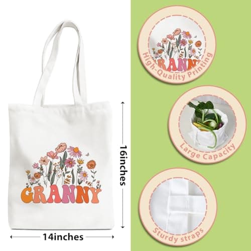 Grandma Gifts Tote Bag Birthday Mothers Day Retirement Gifts for Women Mama Nana Mimi Shoulder Bag Reusable Grocery Bags B0CYPQ48FS