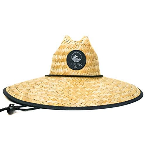 Sibling Co Straw Sun Hat for Men and Women Great for Fishing, Lifeguards, Beach, Summer and Gardening with Wide Brim for Sun Protection Natural