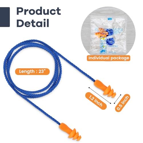 Ear Plugs for Shooting, 50 Pairs Shooting Ear Protection for Gun Range, Ear Plugs for Noise Reduction，Pliable Silicone earplugs with Cord, for Shooting, Swimming, Yoga