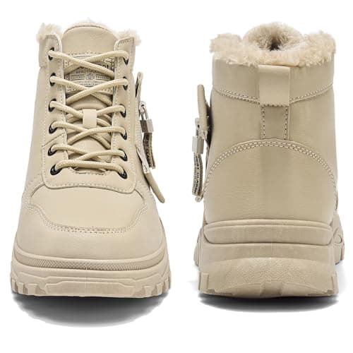 Yeeteepot Womens Snow Boots Warm Winter Boots Ladies Fur Lined Ankle Boots Lace Up Outdoor Booties Anti-Slip Sneakers Waterproof Walking Shoes