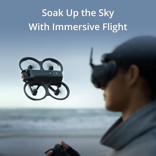 DJI Avata 2 Fly Smart Combo (Single Battery), FPV Drone with Camera 4K, Immersive Experience, One-Push Acrobatics, Built-in Propeller Guard, 155° FOV, Camera Drone with Goggles N3 and RC Motion 3