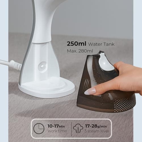 Mafilise Steamer for Clothes, 20S Heat Up, 1500W & 3 Steam Settings, Ceramic Soleplate with 13-Vent, 2-in-1 Clothing Iron Wrinkle Removal for All Fabrics, Portable & Travel-Ready