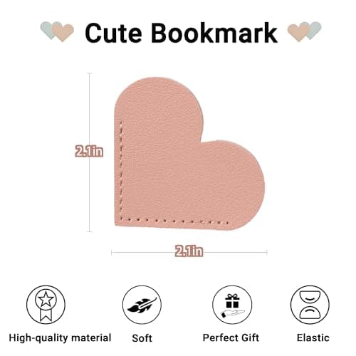 Yuoyar 30 Packs Leather Heart Bookmarks for Book Lovers, Cute Gifts (Solid Color) B0F53KXKCS