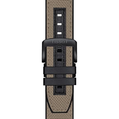 Tissot Mens Supersport Chrono 316L Stainless Steel case with Black PVD Coating Swiss Quartz Watch, Black, Beige, Textile, 22 (T1256173705101)