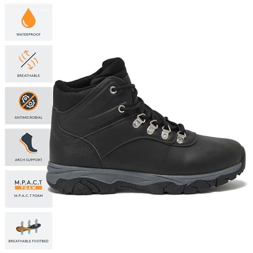 HI-TEC Aspen Mid Waterproof Men's Hiking Boots - Black or Brown, Medium or Wide Lightweight Outdoor Trekking Shoes