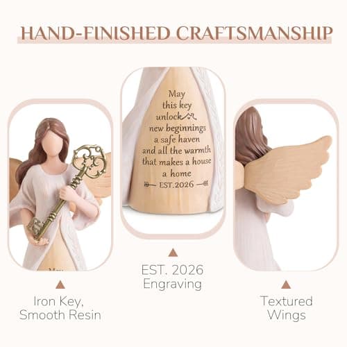 Handmade Resin with Gift-ready Package, Perfect Entryway Table Decor Symbolizing New Beginnings for Homeowner Women Friend Storieme Housewarming Angel Figurine, House Warming Gifts New Home B0G7Y6LMG4