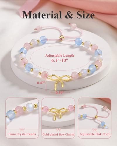 UPROMI 8/9/10 Year Old Girl Birthday Gifts - Bow Crystal Bracelet B0HD6CWC7K