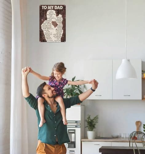 Father's Day Dad Gifts from Daughter To My Dad Always Be My Hero Funny Tin Sign Perfect for Men Room Man Cave Office Garage Workshop Home Decor 8 x 12 Inch(3333)