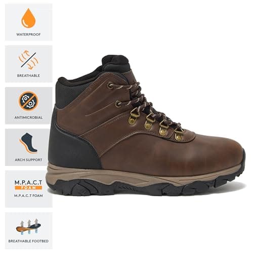 HI-TEC Aspen Mid Waterproof Men's Hiking Boots - Black or Brown, Medium or Wide Lightweight Outdoor Trekking Shoes