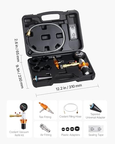 VEVOR Radiator Vacuum Refill Kit, Automotives Cooling System Vacuum & Purge Fill Tool with Gauge, Portable Radiator Coolant Filling Kit with Toolbox, Universal Fit for Most Cars Vans SUVs and Trucks