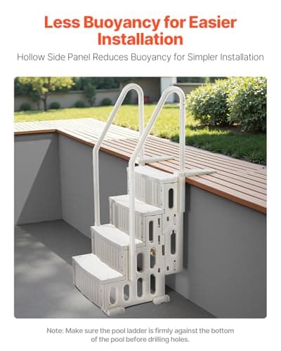 VEVOR Swimming Pool Ladder, 4-Step Double Handrails Stairs with Non-Slip Heavy Duty Steps, Max Load Capacity 400 lbs, for 48-54 in Inground & Above-Ground Pools of Any Decking Surface, Milk White