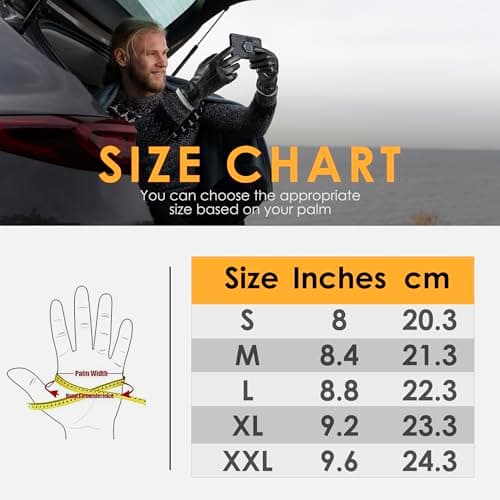 QOF Winter Genuine Leather Gloves for Men, Cashmere Warm Lined Finger Touchscreen Texting Driving Gloves