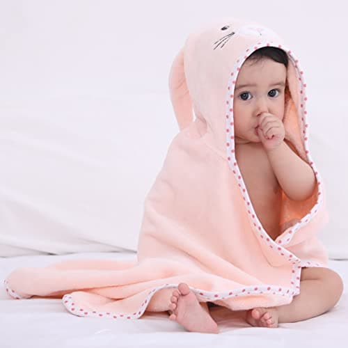 Baby Hooded Towel with Unique Animal Design Ultra Soft Thick Cotton Bath Towel for Newborn (Bunny)