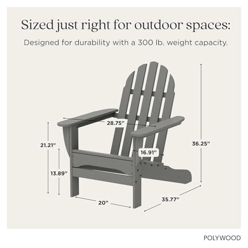 Polywood AD4030GY Classic Outdoor Adirondack Chair, Slate Grey