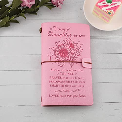 140 Page Refillable Journal Christmas Mothers Day Gifts for Daughter In Law from Mother In Law Daughter In Law Gifts Leather Journal, Daughter In Law Birthday Gifts B0BVVJKNSR