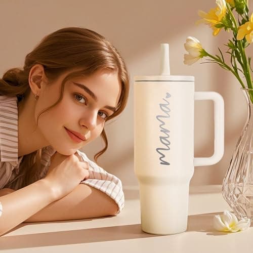 Mama Tumbler 40 oz Cup with Lids Straws First Mothers Day Gifts for New Mom Gifts for Pregnant Mother, Mama, Mom To Be B0F1DK279Y