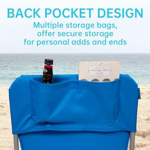 #WEJOY Folding Beach Chair for Adults, Lightweight Beach Chair with Shoulder Straps, High Back Camping Chairs with Hard Armrest, Supports 300lbs for Outdoor Lawn Concert