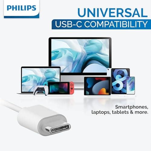 PHILIPS Wired Earbuds USB C with Microphone, in Ear Type C Headphones with mic, Powerful Bass, Lightweight, USB-C Wired Earphones, 3-Button in-line Remote Ear Buds (Black-Gray) (White)