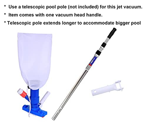 Pool Spa Jet Vacuum Cleaner w/Brush for Frame Above Ground/Inflatable Pools, Spa, Hot Tub Vacuuming, Use Water Pressure from Garden Hose to Vacuum (Use with A Telescopic Pool Pole, Not Included)