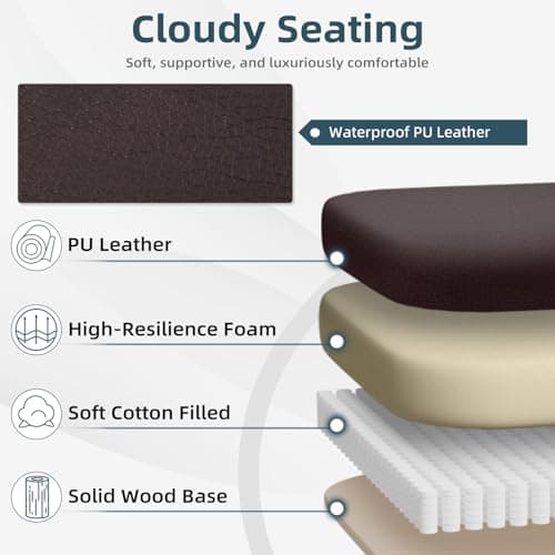 HOMREST 6-Point Massage Office Chair with Heat, Ergonomic Reclining Desk Chair with Footrest, PU Leather Executive Chairs for Home Office, Massaging Computer Chair Gift for Men, Brown