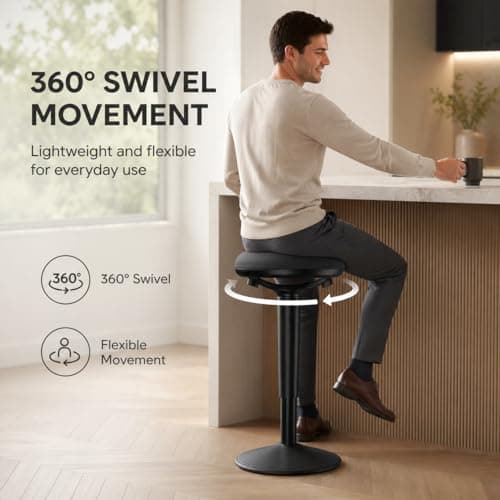 Standing Desk Chair with 360-Degree Standing Desk Chair with Memory Foam Seat Cushion, Lightweight & Flexible
