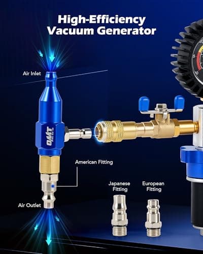 Orion Motor Tech Coolant Vacuum Refill Kit, 13pc Radiator Cooling System Tool Set with Conical Adapter 4 Round Adapters for Leak Detection Cooling Refill, Vacuum Coolant Fill Kit with Splashproof Hose