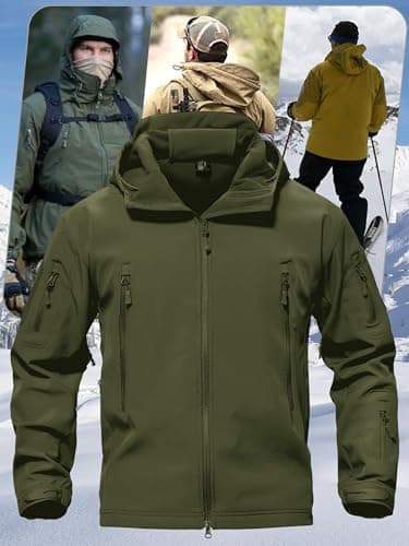 TACVASEN Men's Special Ops Military Tactical Soft Shell Rain Warm Fleece Lined Jacket Winter Hood Coat Hiking Snowboard