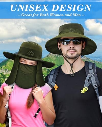 BROTOU Sun Cap Fishing Hats, UPF 50+ Wide Brim Outdoor Protection Hat, Sun Hat with Face & Neck Flap Cover for Men and Women