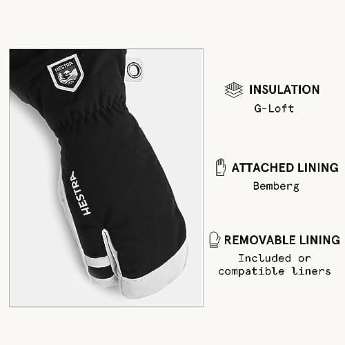 Hestra Army Leather Heli Ski Glove, 3-Finger Snow Glove for Skiing & Snowboarding for Men & Women