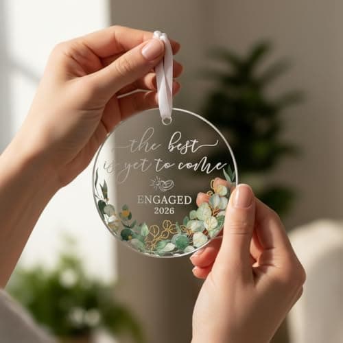 HEXMOZ Engagement Gifts for Couples - Engagement Gift for Newly Engaged Couples, Women, Fiance, Her - Bride to Be Gifts, First Christmas Just Engaged Acrylic Ornament 2025 - Party Decorations