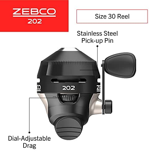Zebco 202 Spincast Fishing Reel, Right-Hand Retrieve, Durable All-Metal Gears, Stainless Steel Pick-up Pin, Pre-Spooled with 10-Pound Zebco Fishing Line,