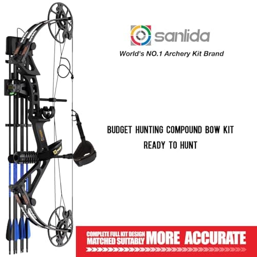 Sanlida Dragon X7 Ready to Hunt Compound Bow Package for Adults, Archery Compound Bow and Arrow Set, 0-70 Lbs Draw Weight, No Bow Press Needed, RH Only, Limited Life-time Warranty