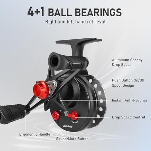 QualyQualy Ice Fishing Rod and Reel Combo 24 inch M/ML Inline Ice Fishing Combos 2 Different Tips for Walleye Perch Panfish and Trout