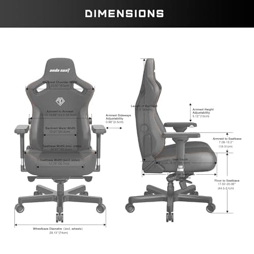 Anda Seat Kaiser 3 Large Gaming Chair for Adults - Ergonomic Black Fabric Gaming Seat with Lumbar Support, Comfortable Office Chairs with Neck Support - Heavy Duty Wide Computer Seat