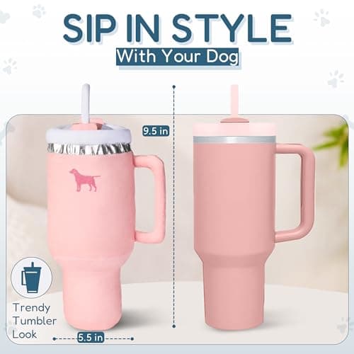 Pup Cup Tumbler Dog Toy – Birthday Dog Toy, Funny Squeaky Plush Puppy Gift, Cute Birthday Present (Pink Peach Dust)