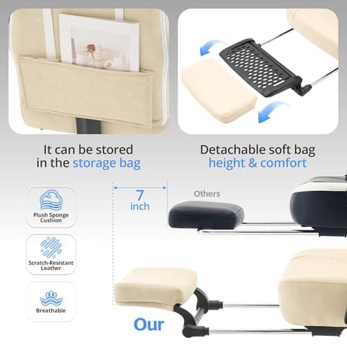 Gaming Chair Breathable Leather with Pocket Spring Cushion, Wide and High Ergonomic Office Chair with Headrest, Computer Gaming Chair with Footrest for Adult and Teen (Beige Leather)
