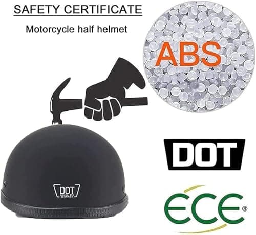 Small and Light Ultra-Thin Beanie DOT Approved Low Profile Open Face Half Helmets for Men Women,Adult Retro German Motorcycle Helmet for Cruiser Moped