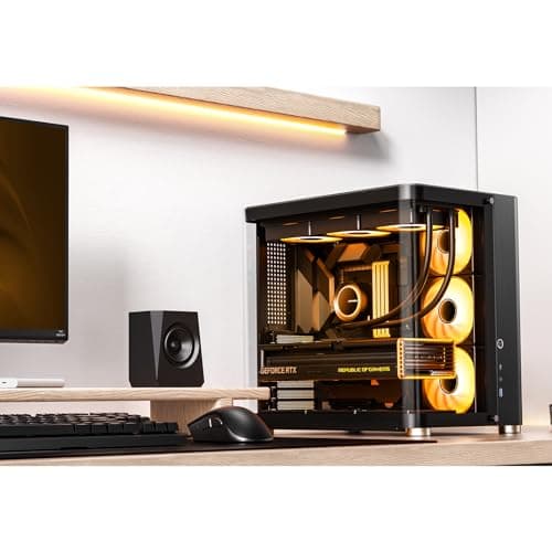 JONSBO TK-2 Black ATX Mid-Tower Pc Case,Hyperboloid Glass Design, Separated Cabinet Structure, Al Alloy Shell Desktop Computer Case, Support BTF Motherboard/ATX Power supply/360 AIO, Black