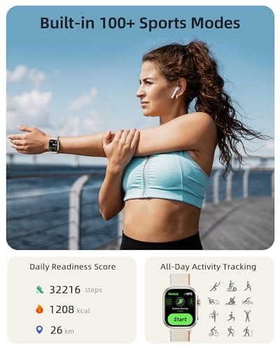 Parsonver Built-in GPS Smart Watch for Women Men with Bluetooth Calling, GPS Fitness Activity Tracker 100+ Sport Modes, Heart Rate Sleep Monitor, Waterproof Pedometer for Android & iPhone(Two Bands)