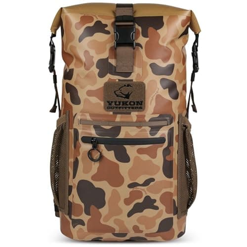Yukon Outfitters Castor Waterproof Backpack | Roll-Top Dry Bag w/Padded Straps |Durable 25.5L Pack for Hiking & Outdoor Gear - Vintage Camo