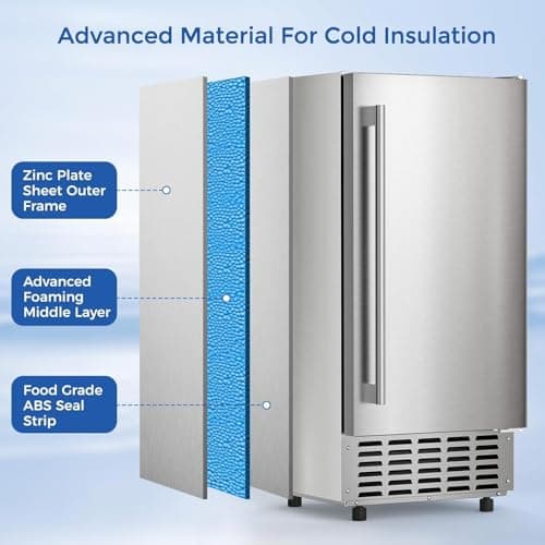 Undercounter Nugget Ice Maker,Commercial Nugget Ice Machine,66 lbs/Day,Built-in or Freestanding‌ with ‌Self-Cleaning‌,24-Hour Timer‌,Stainless Steel Ice Maker for ‌Bars, Cafes, Businesses‌